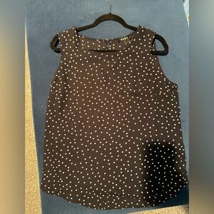 DKNY Navy Blue and White Polka Dot Top